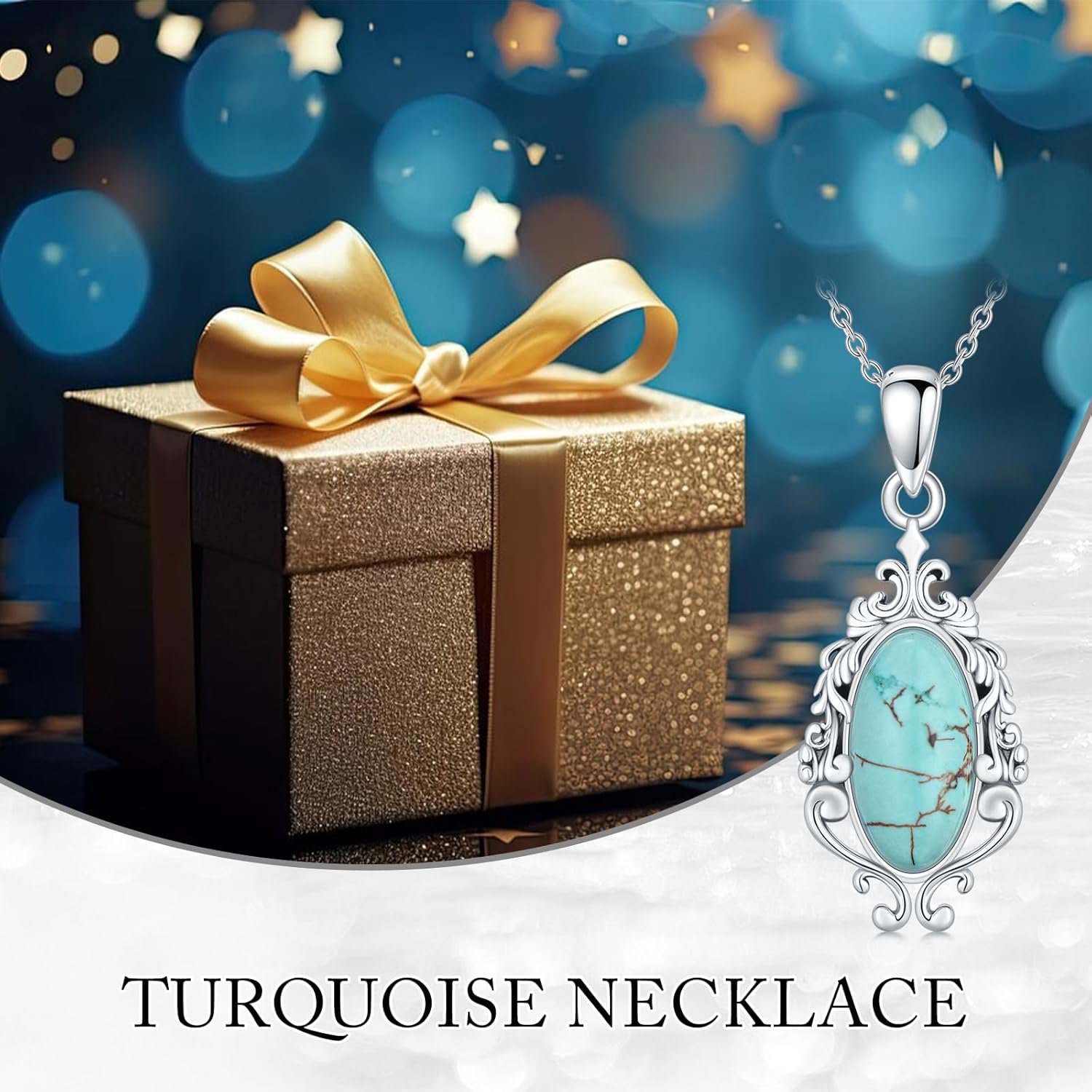 SISGEM Turquoise Necklace for Women S925 Sterling Silver Turquoise Pendant Necklace Turquoise Jewelry Christmas Gifts for Wife Mom Friends