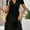 Black, variant on Women's Summer Twist Front & Ruched Waist V-Neck Short Sleeve A-Line Dress, XL