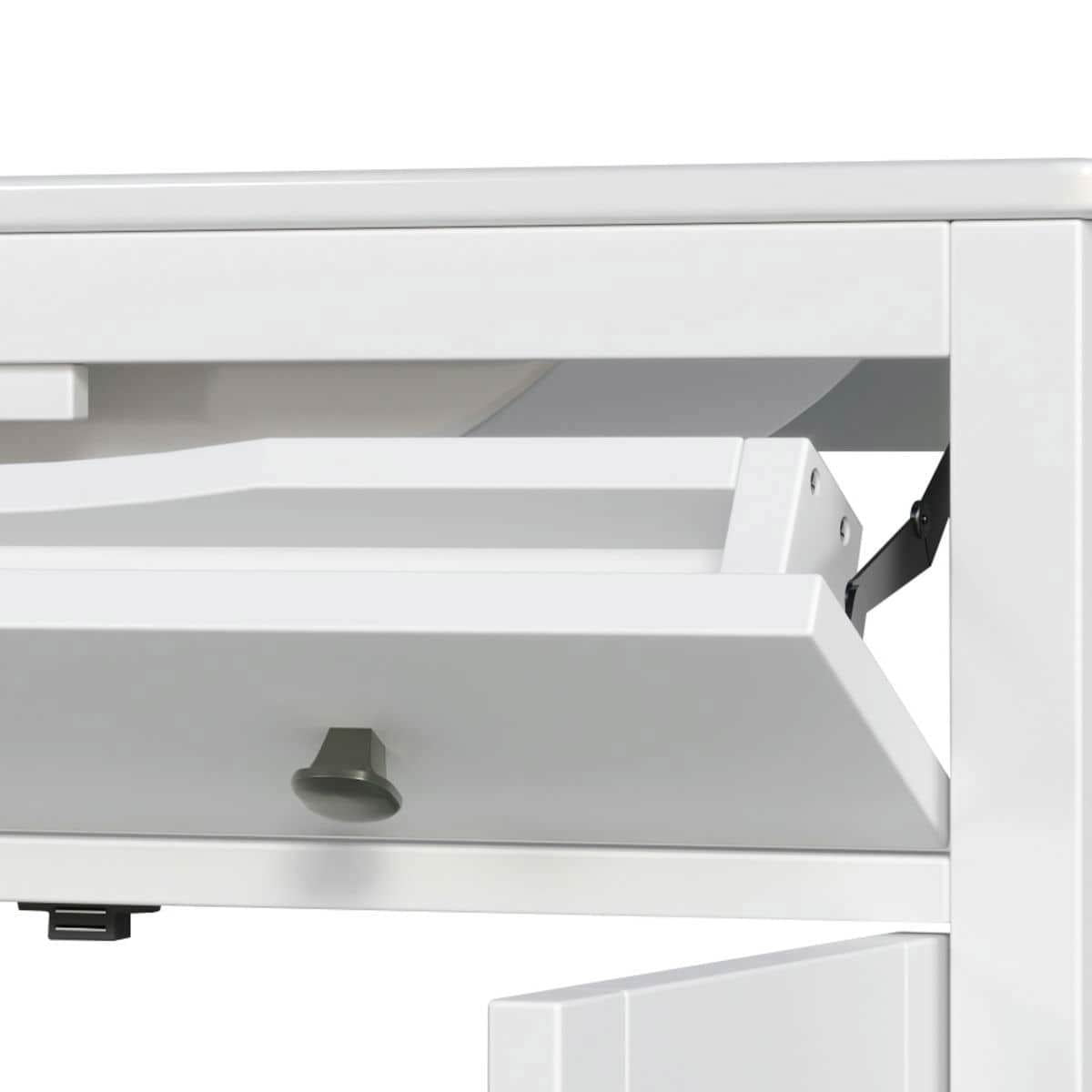 Resenkos 30" Bathroom Vanity with Ceramic Sink, Solid Wood Legs, Adjustable Shelf, Tip-Out Tray, Silver Metal Knobs, Soft Close Hinges - White