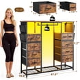 thumbnail image 6 of Enhomee 10 Drawers Dresser for Bedroom with Hanging Rack Storage Cabinet with Led Lights & Charging Station, Rustic Brown, 6 of 9
