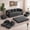 Dark gray, variant on 79" Corduroy Floor Sofa with 4 Pillows & 2 Cup Holders, Armless Deep Seat Design, Perfect for Living Rooms, Apartments and Small Spaces