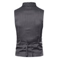 thumbnail image 4 of Fimkaule Formal Suit Vest for Men Waistcoat Double-breasted Pocket Striped Business Casual Wedding Vest Jacket Coat Dress Suits Vests Tops, 4 of 7