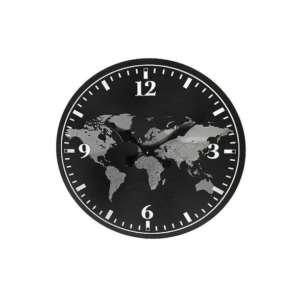 Mdf Rond 13 "Horloge Murale (Carte Du Monde)