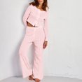 thumbnail image 2 of XuJwPNcy Womens 2 Piece Pajama Sets Lounge Set Soft Long Sleeve Cropped Pj Sleepwear Wide Leg Pants Loungewear, 2 of 7