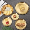 thumbnail image 2 of 1pcs Metal Storage Tray Round Stainless Steel Tray Snack Fruit Storage Organizer European Style Dinner Plates Gold 20cm, 2 of 6
