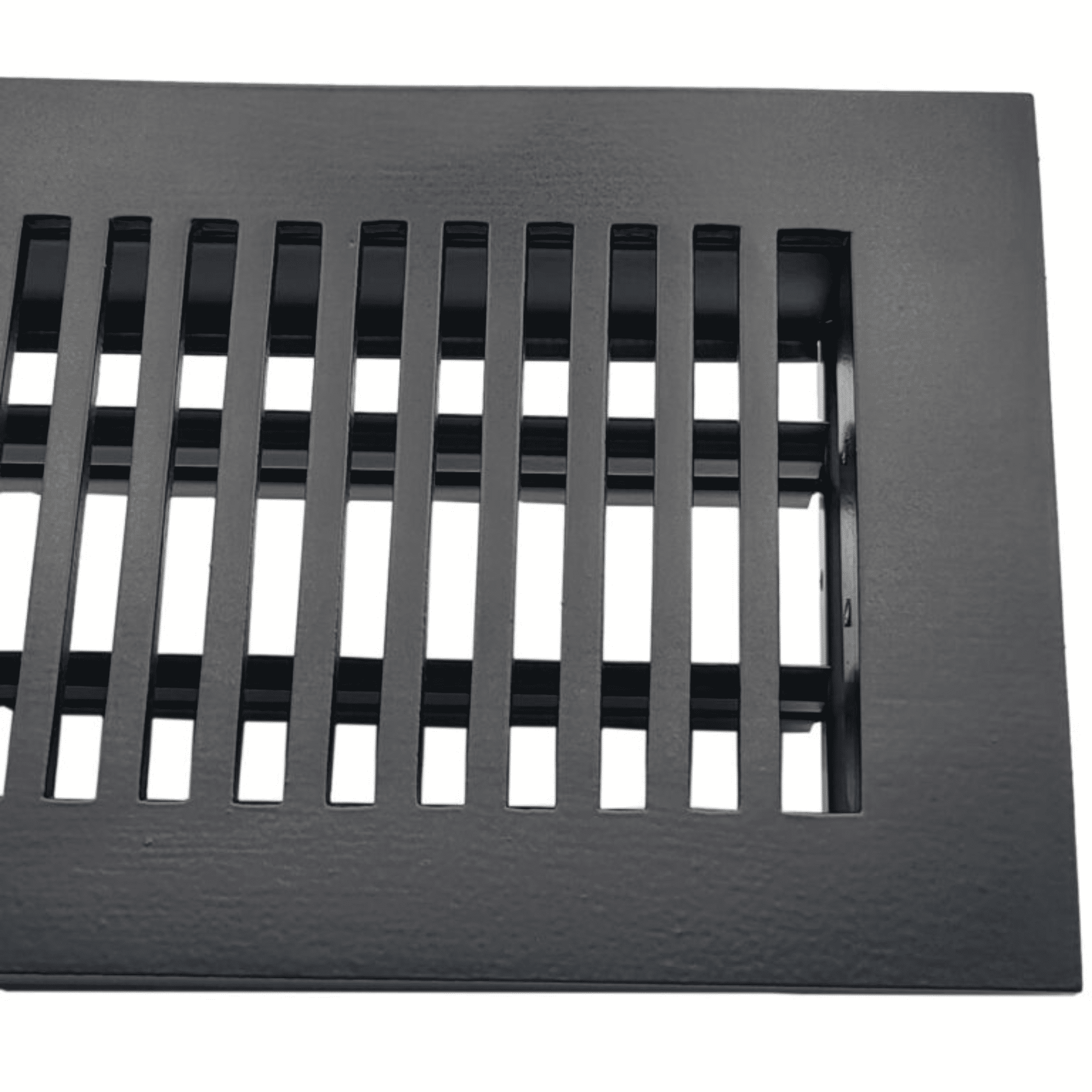 Caststo 4"x10" Duct Size Cast Aluminum Floor Vent Register, Powder Coated Black, Overall Faceplate is 6"x12"