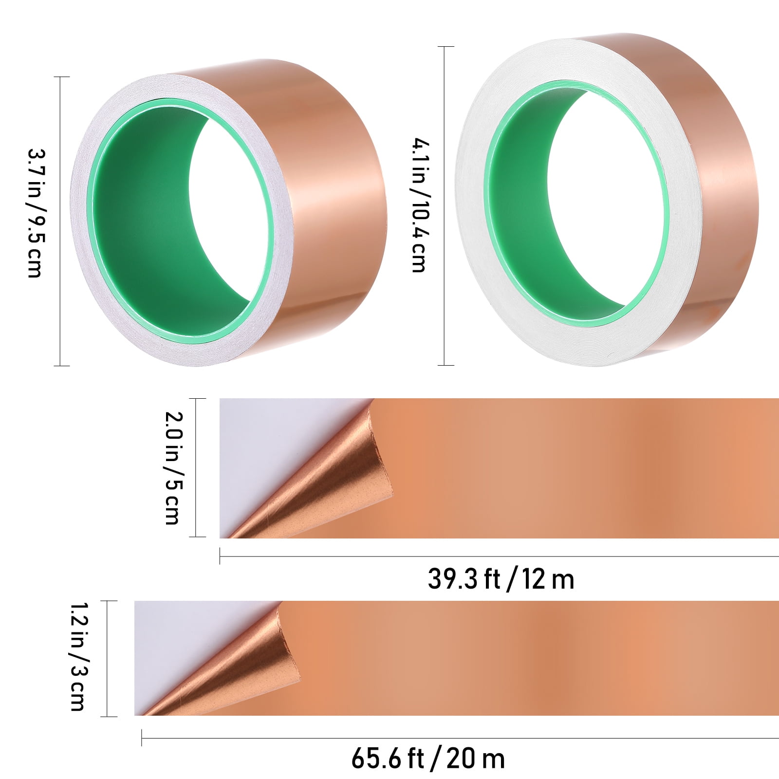 UPOUART Rose Plated Gold Copper Tape for Electrical Shielding Repair with Quick Release Backing