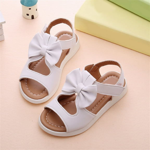 Puntoco Toddler Shoes Baby Girls Cute Fashion Bow Non-slip Small Leather Princess Shoes Kids Shoes Clearance
