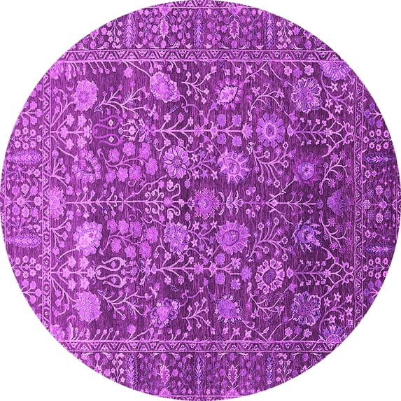 Ahgly Company Indoor Round Oriental Pink Industrial Area Rugs, 7' Round