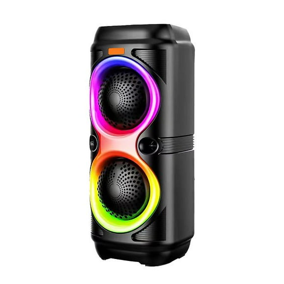 Altavoz TWS 5.2 con Doble Bocina de 4", Sonido Estéreo Potente, Micrófono con Cable, Reproductor USB, Batería Recargable 1200mAh, Portátil para Interior y Exterior