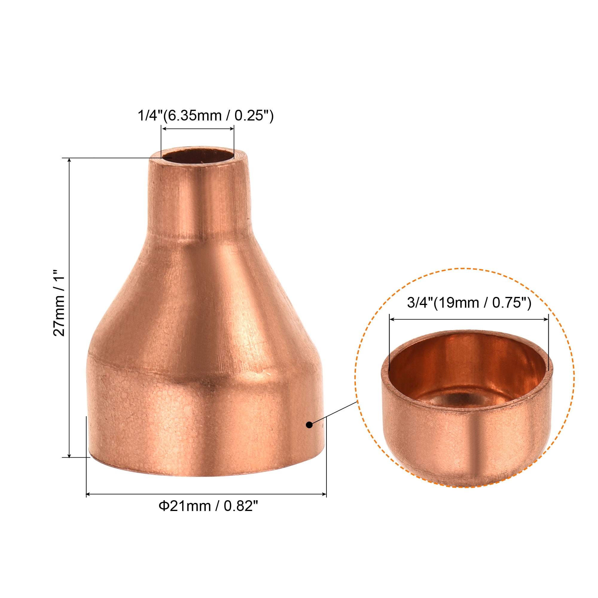 Unique Bargains Copper Reducing Coupling Fitting Straight with Sweat End 1/4" x 3/4"