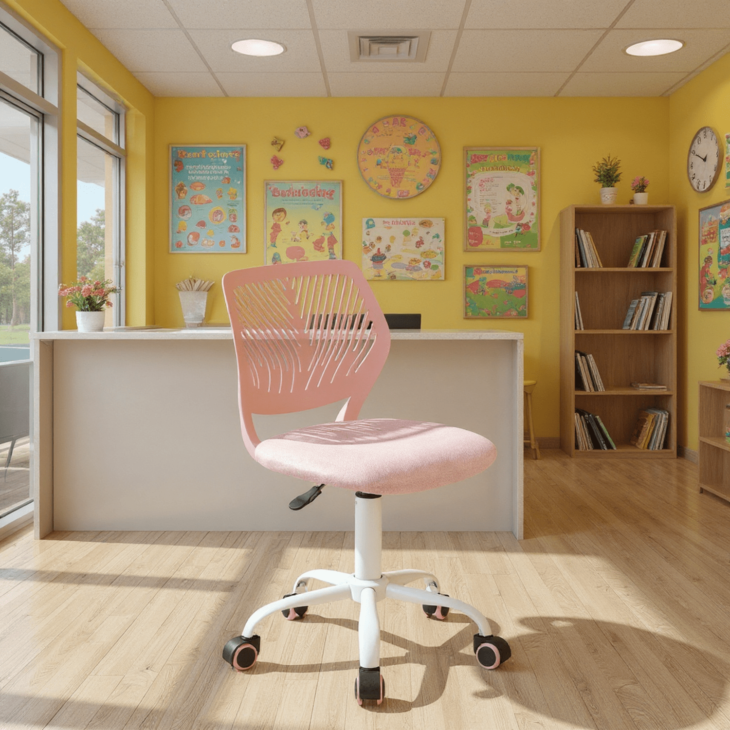 Homy Casa Modern Swivel Office Lobby Reception Chair for Professional Waiting Room, Rose Quartz