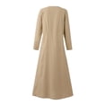thumbnail image 5 of Robes d'Invitée de Mariage pour Femmes Mode Manches Longues Couleur Unie Coton Lin Col Rond Robe avec Poches Combinaison Chic pour Femmes en Liquidation, 5 of 5