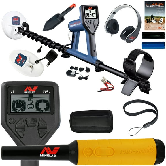 Minelab GOLD MONSTER 1000 with Pro Find 35, 2 Search Coils, Headphones, and More