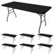 thumbnail image 1 of Mantel Enjoyidea ajustado para mesa rectangular de 8 pies, paquete de 6, negro, 1 of 9