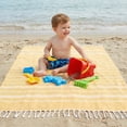 thumbnail image 5 of REGALWOVEN 1 Pack Stripe Turkish Beach Towel with Tassel, Quick Dry, Sand Free, Functional As Beach Towel, Bath Towel, Yoga Mat Yellow 71" x 35", 5 of 7
