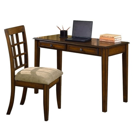 Ore International Hawthorne 48 in. Writing Desk; Chair Set - Dark Walnut