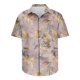 thumbnail image 3 of Camisas de Manga Corta de los Hombres Casual Hoja Impresión Solapa Superior, Mezcla de Poliéster/Spandex de la Moda para la Fiesta Y la Playa, 3 of 5