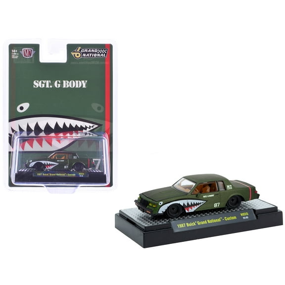 1987 Buick Grand National Custom Green Metallic with Shark Mouth Graphics "Sgt. G Body" 1/64 Diecast Model Car by M2 Machines