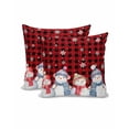 thumbnail image 2 of Christmas Decorative Throw Pillow Covers 16x16 Inch Set of 2 Cute Snowman Pillow Cases for Couch, Snowfalke Red Black Check Plaid Cushion Case for Living Room Bedroom Bed Car Chair, 2 of 8