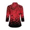 thumbnail image 5 of HCYSFG Womens Halloween Polo Shirt Bat Tree Print Collared 3/4 Sleeve Quarter Zip Golf Blouse Curved Hem Casual Sports Top, 5 of 6