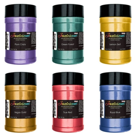 Basic Color Kit - U.S. Art Supply Jewelescent Basic 6 Color Mica Pearl Powder Pigment Kit, 2 oz (57g) Shaker Bottles - Cosmetic Grade