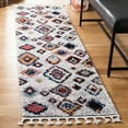 thumbnail image 2 of SAFAVIEH Morocco Skin Geometric Polyester Runner Rug, Ivory/Multi, 2'2" x 11', 2 of 7