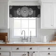 thumbnail image 3 of Black Boho Valance Curtains for Kitchen/Living Room/Bathroom/Bedroom Window, Rod Pocket Small Topper Half Short Window Curtains Voile Sheer Scarf, Retro Farmhouse Neutral Abstract Geometric 60"x18", 3 of 8