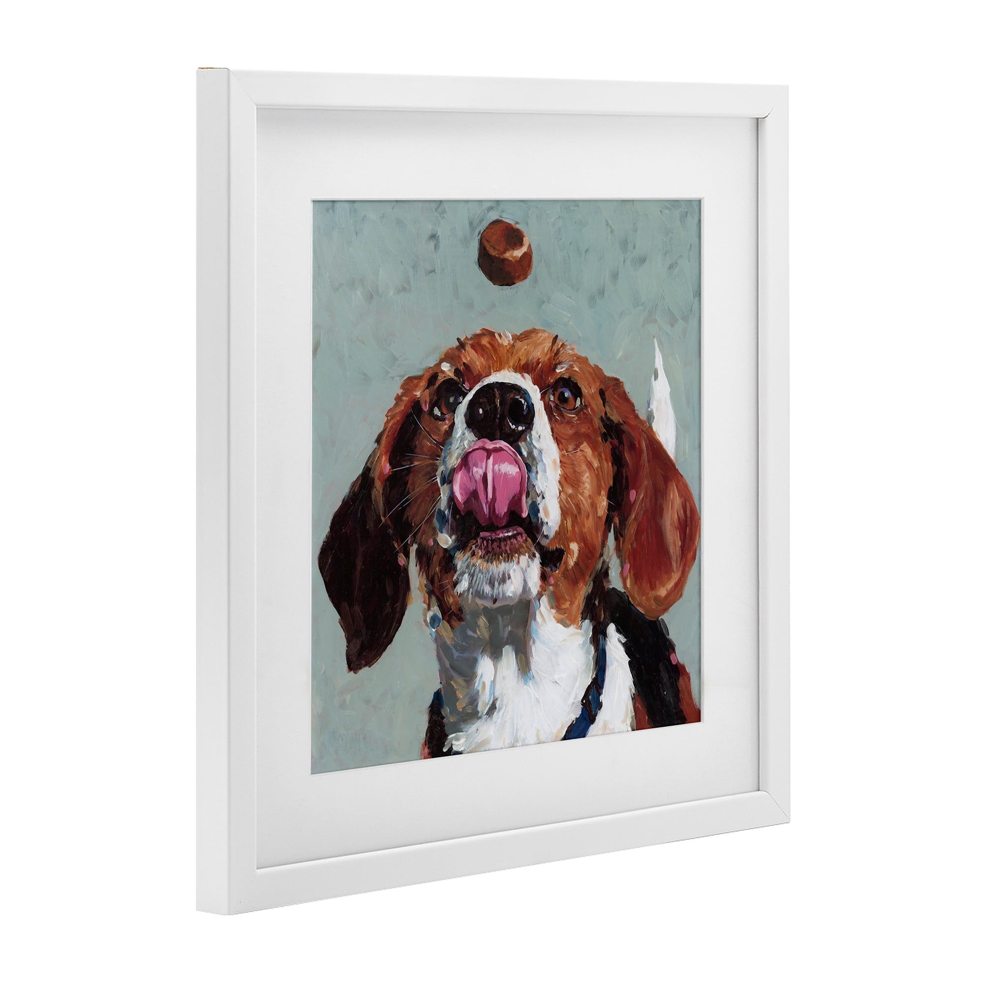 Stupell Industries Beagle Treat Excitement White Framed Print Under Glass, design by Studio Bautista