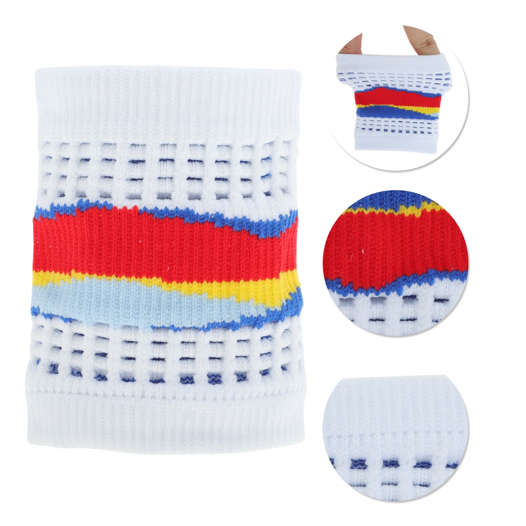 Unique Bargains Durable Perspiration Wicking Wrist Sweatbands 1 Pc White Blue