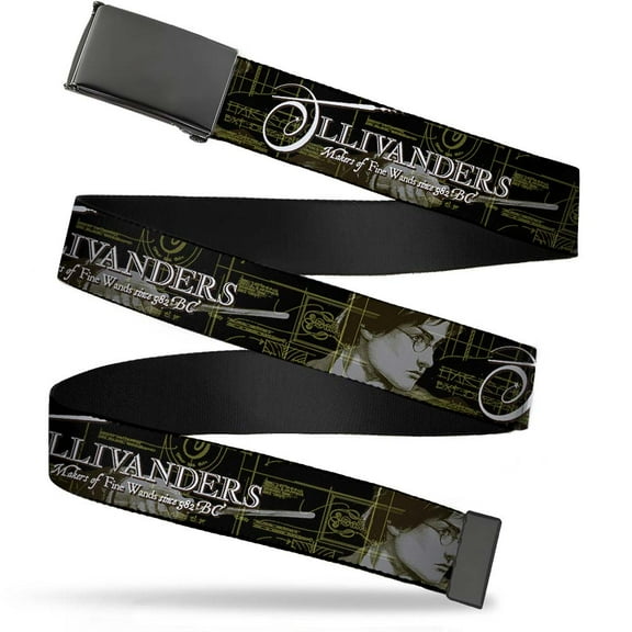 Adjustable Belt, Clamp Buckle, Cut-to-Fit, Harry Potter Ollivanders Makers of Fine Wands Black Browns