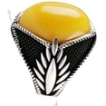 thumbnail image 4 of Anillo turco hecho a mano para hombres, anillos de circón negro con patrón de águila Vintage, Punk, joyería musulmana religiosa islámica de moda, nuevo, 2022, 4 of 4