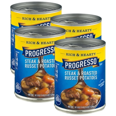 (4 Pack) Progresso Rich & Hearty Steak & Roasted Russet Potatoes Soup 18.5 (Best Philly Cheese Steak Soup Recipe)