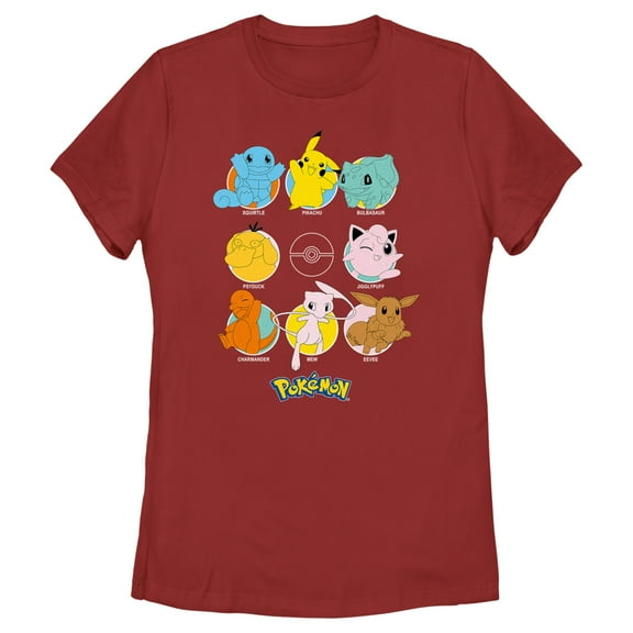Women's Pokemon Character Circles Graphic Tee Red Small