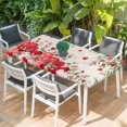 thumbnail image 2 of Love Heart Valentines Day Table Cloths for 4 Foot Rectangle Tables, Botanical Eucalyptus Red Rustic Patio Waterproof Elastic Fitted Tablecloths, Washable Rectangular Table Cover for Camping, 2 of 8