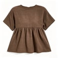 thumbnail image 5 of Babysbule Women's Crew Neck Ruffle Hem Short Sleeve Relaxed Fit Casual Blouse Everyday Basic Top, 5 of 5