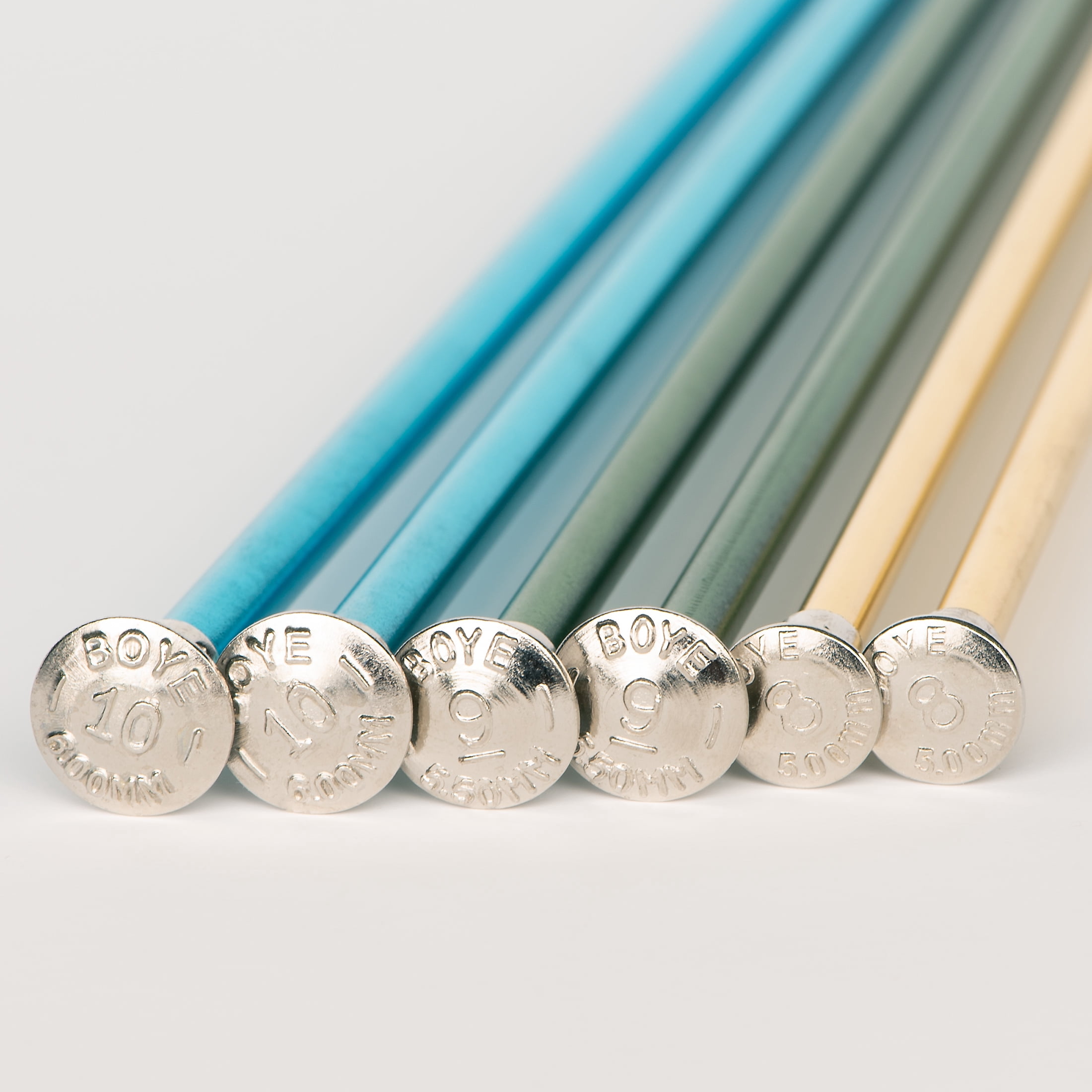 Simplicity Boye Aluminum Knitting Needle Set, 14 in Size 8,9,10, 6 Piece Multicolor