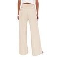 thumbnail image 5 of Edvintorg Wide Leg Pants Woman Plus Size Fashion High Waisted Striped Casual Trouser with Pockets Summer Clothes for Women Khaki S, 5 of 8
