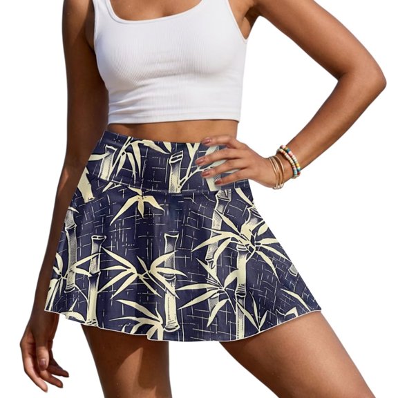 FUIALDOLG Chinese Style Golf Skirt for Women High Waisted A-Line Athletic Skorts with Pocket Summer Sport Shorts Mini Tennis Skirts with Shorts,S