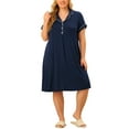 thumbnail image 2 of Unique Bargains Women's Plus Size Sleep Shirt Short Sleeves Nightgown Nightdress, 2 of 6