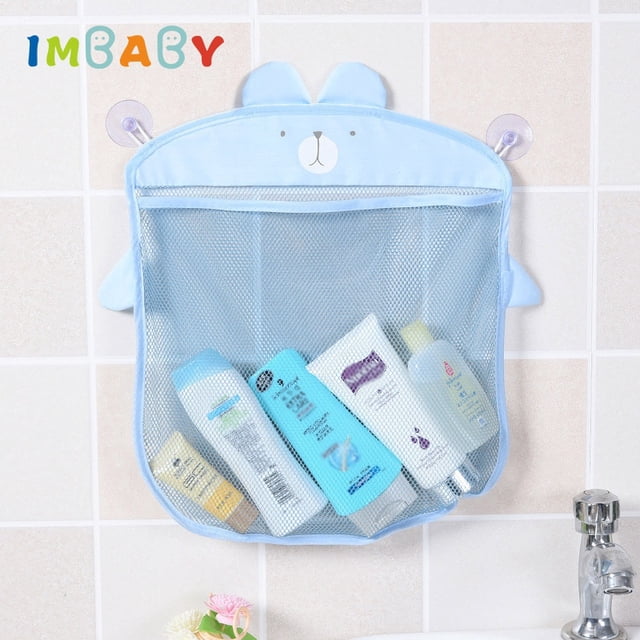 Cartoon Bath Toy Storage Bag Bathroom Haning Organizer For Toys Shampoo Mesh Water Toy Storage Basket With Suction Cup heqiyong LED