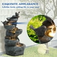 thumbnail image 3 of Magic Union 5-Tier Cascading Rock Birds Water Fountain, 26" H Outdoor Freestanding Fountain with LED Lights and Pump, Outdoor Garden Waterfall Decor for Patio, Yard and Deck Decor, Natural Stone Look, 3 of 9