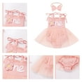 thumbnail image 7 of IBTOM CASTLE Newborn Baby Girl 1st Birthday Outfit Lace Tulle Bodysuit with Floral Headband Cake Smash Photo Props 6-12 Months Pink - Flower, 7 of 7