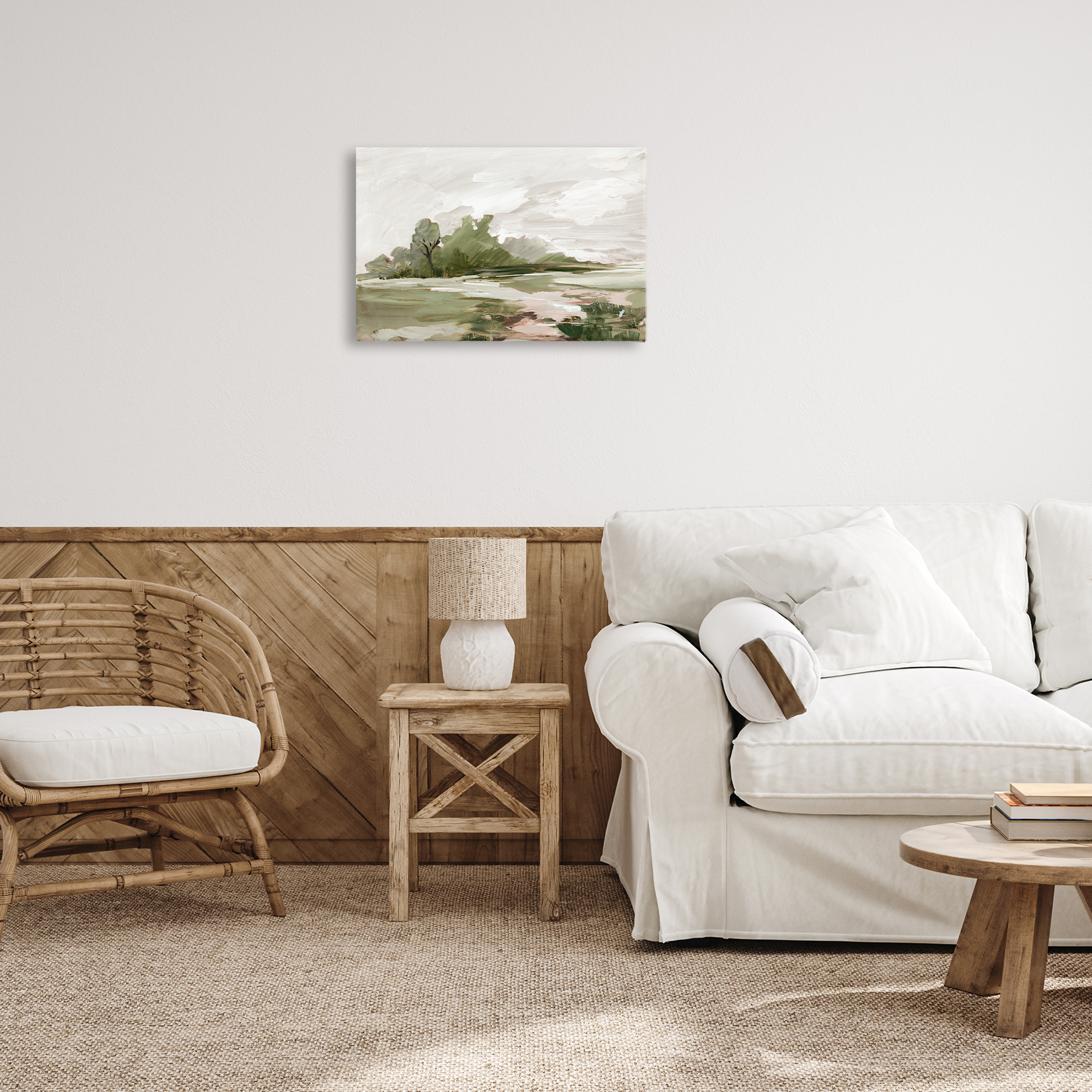 Stupell Industries Countryside with Distant Trees Landscape & Nature Painting Wrapped Canvas Art Print Wall Art, 24 x 16