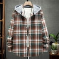 thumbnail image 2 of IROINNID Deals Shacket for Men Button Down Casual Turndown Long Sleeve Closure Plaid Print Hooded Shirt,Green, 2 of 5