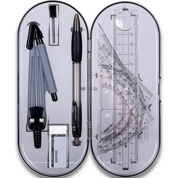 Shatterproof Storage Box, Geometry Compasses Set With Essential Math Tools And Graphic Compass, Perfect For Students And Teachers