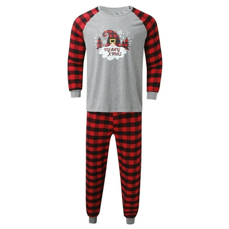 

Men Dad Merry Christmas Pajamas Santa Letter Long Sleeve Pajamas PJ s Plaid Family Matching Xmas Sleepwear Loungewear Pants Set