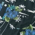 thumbnail image 3 of SWSMCLT Men's Aloha Button Up Shirt Cotton Loose Short Sleeve Button Down Shirt Hawaii Button Up Cool Pocket Top Summer Navy15 XX-Large, 3 of 4