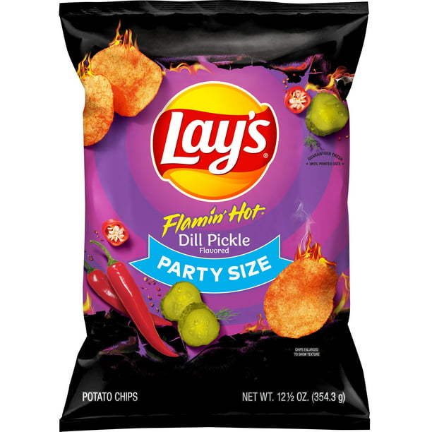 Lay's Flamin' Hot Dill Pickle Potato Chips, Party Size,12.5 oz Bag