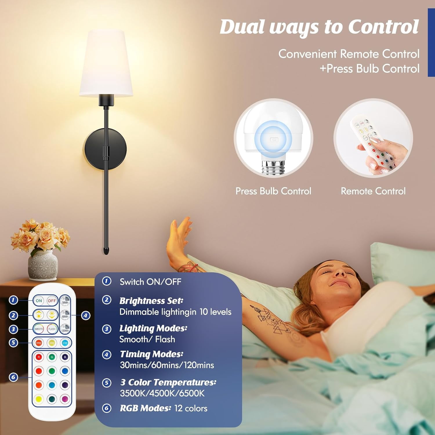 Nordic Hygge Battery Operated Wall Sconces Set of 2